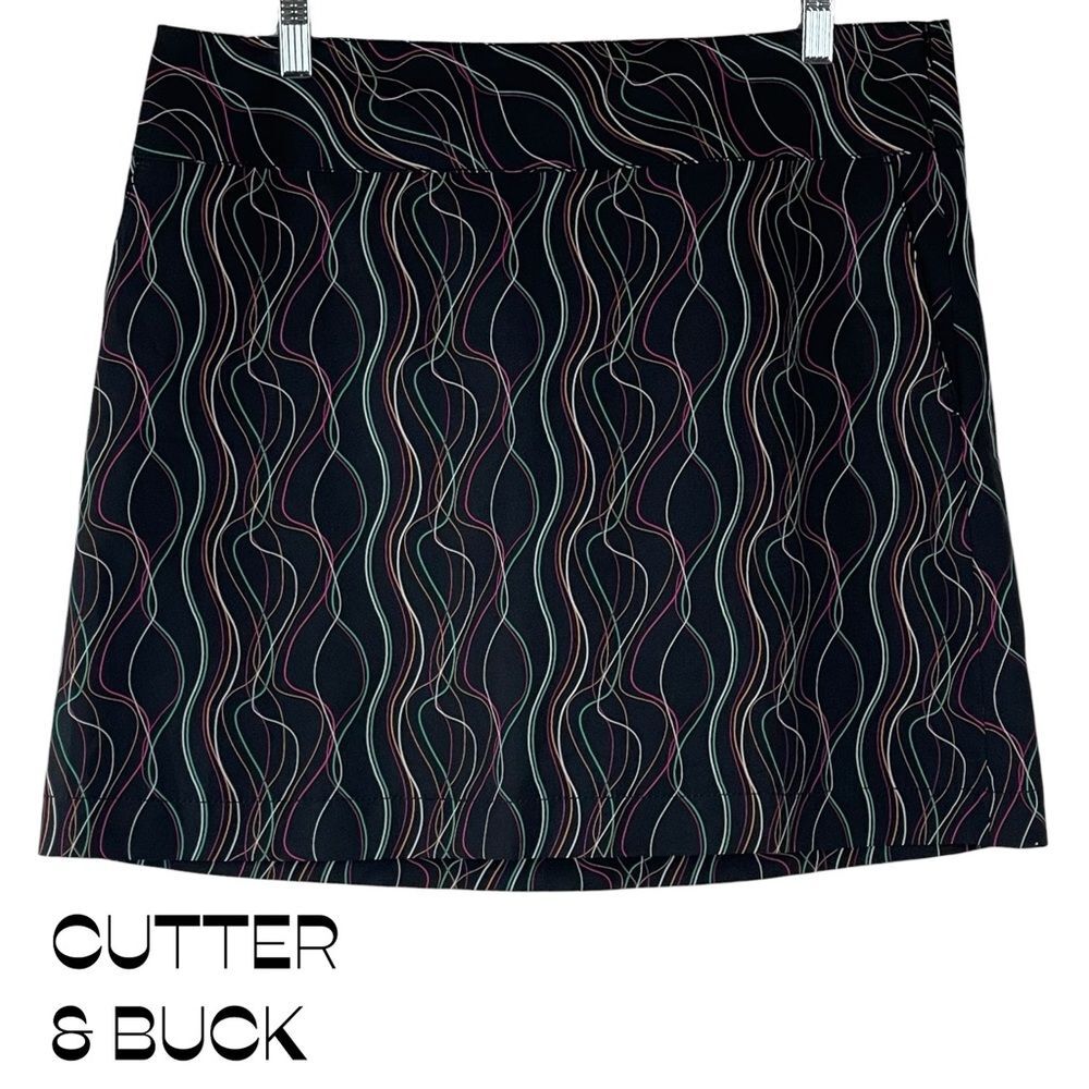 Cutter & Buck Black DryTec Pickleball Golf Athletic Skort NWOT Size 12